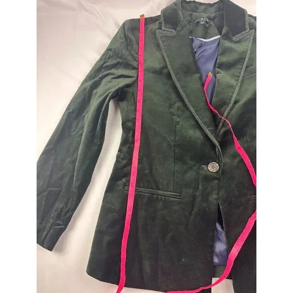 J.Crew Alexandra Velvet Blazer Italian Formal Holidays Lux CF274 Emerald Green 4 - Picture 9 of 10